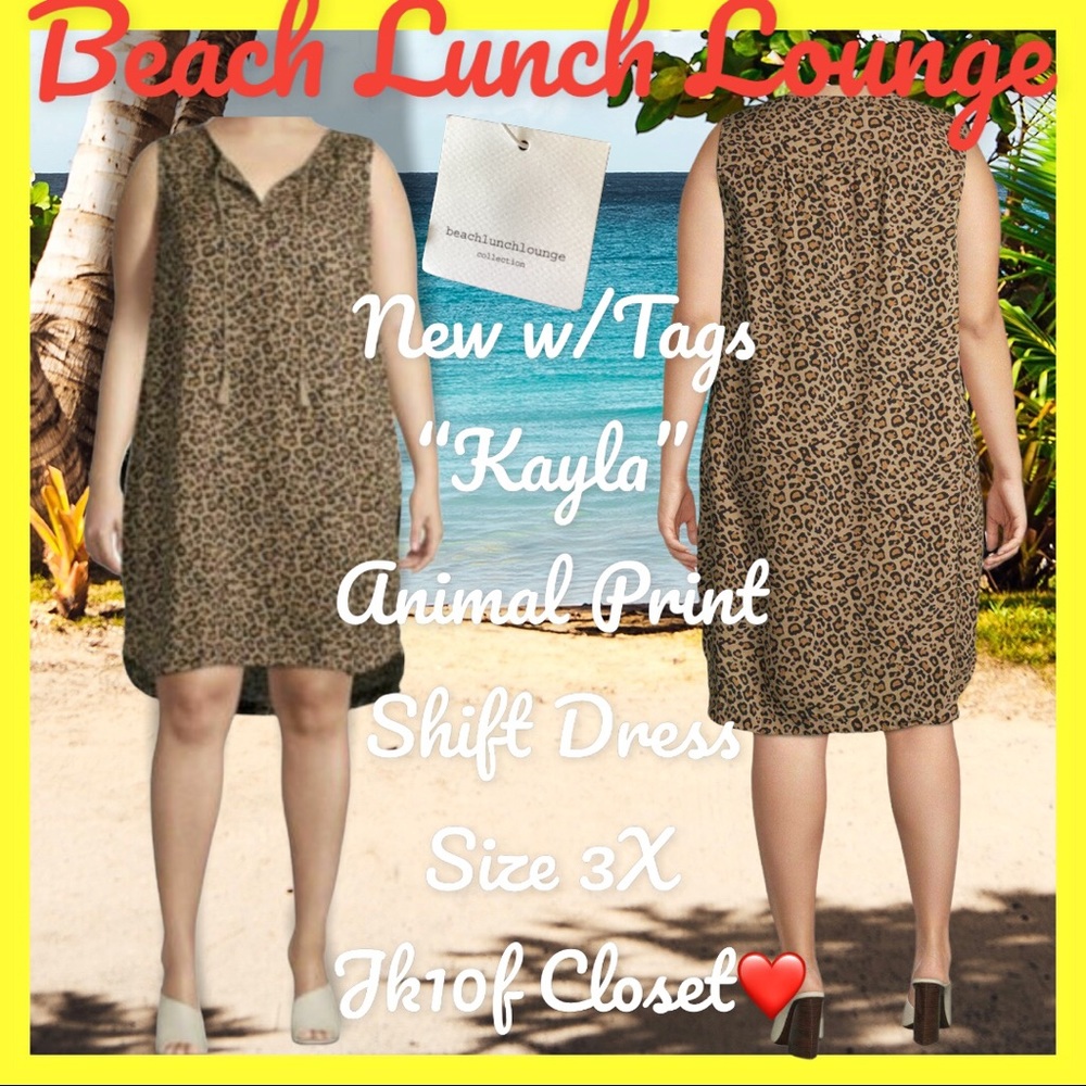 LOWEST🌺 NWT BeachLunchLounge 3X KAYLA LEOPARD BEACH COVERUP/ DRESS